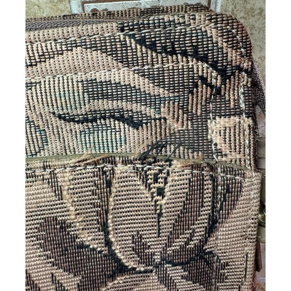 1980s Briefcase Beige Floral Tapestry Carry Case Retro Style - Picture 7 of 11